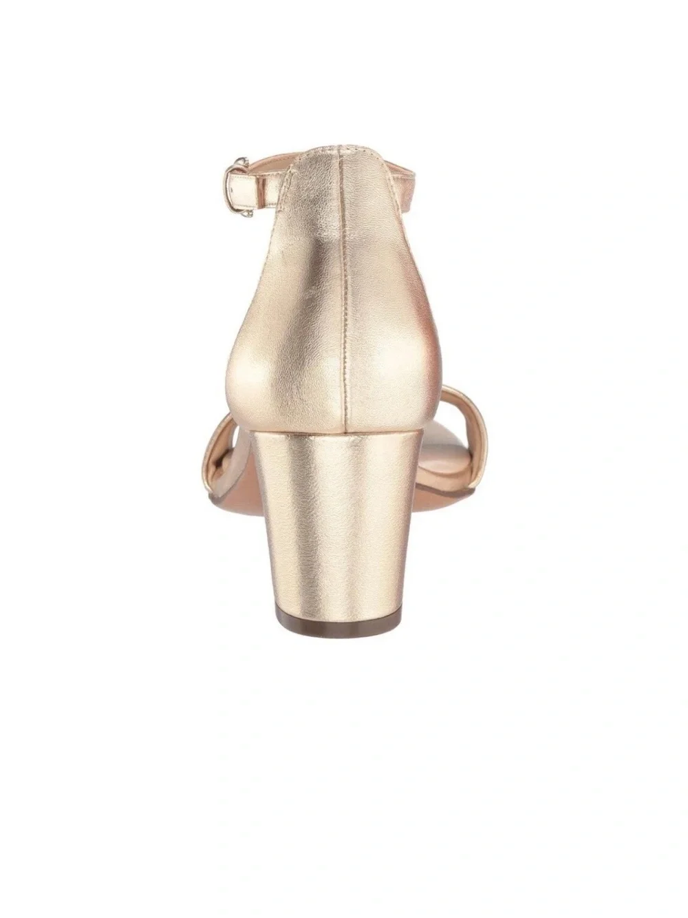 Gold Ankle-Strap Block Heel Sandals for Women